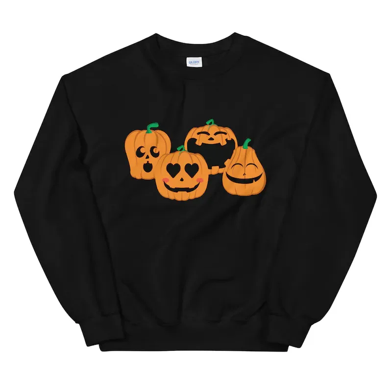 Expressive Pumpkins Halloween Sweatshirt  T-shirt Cute Pumpkin Sweater Fun Streetwear 100% cotton harajuku kawaii Drop shipping