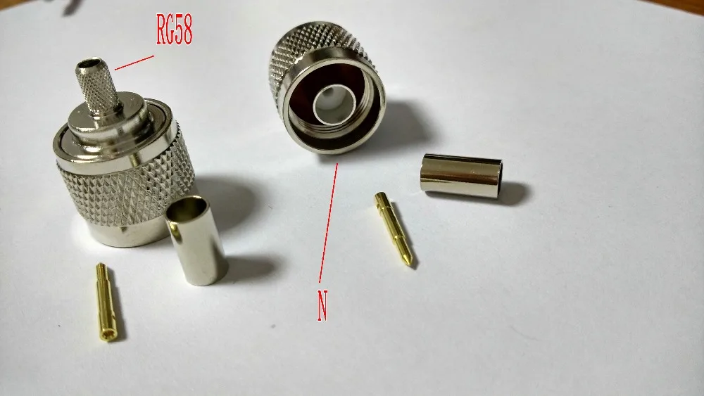 

50PCS BRASS N male crimp straight connector for LMR195 RG58 142 tyco adapter New