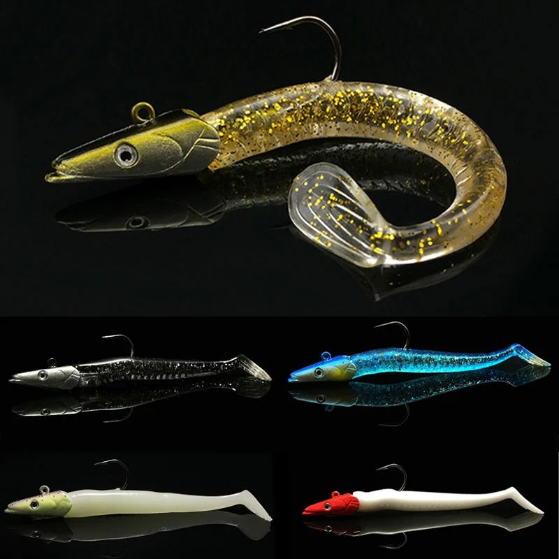 1PCS Jig Head Fishing Lure Lead Soft Pike Lure 11cm 22g Bass Fishing Jigging Shad Silicone Soft Bait Wobbler Boat Seabass Tackle