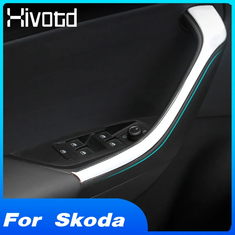 Hivotd For Skoda Kodiaq Car Accessories Door Armrest Trim Strip Sticker Strip Auto Interior Mouldings Parts 2017-2020