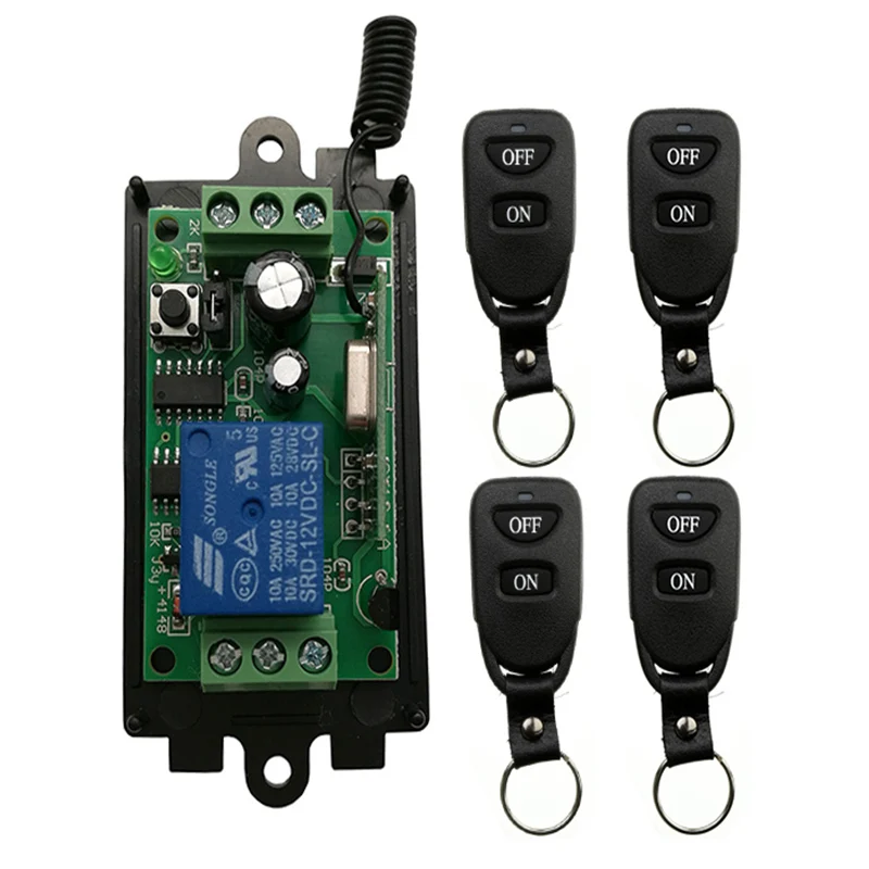 DC 9V 12V 24V 1 CH 1Channel 1CH Wireless RF Remote Control Light Switch 10A Relay Output Radio Receiver Module + Transmitter