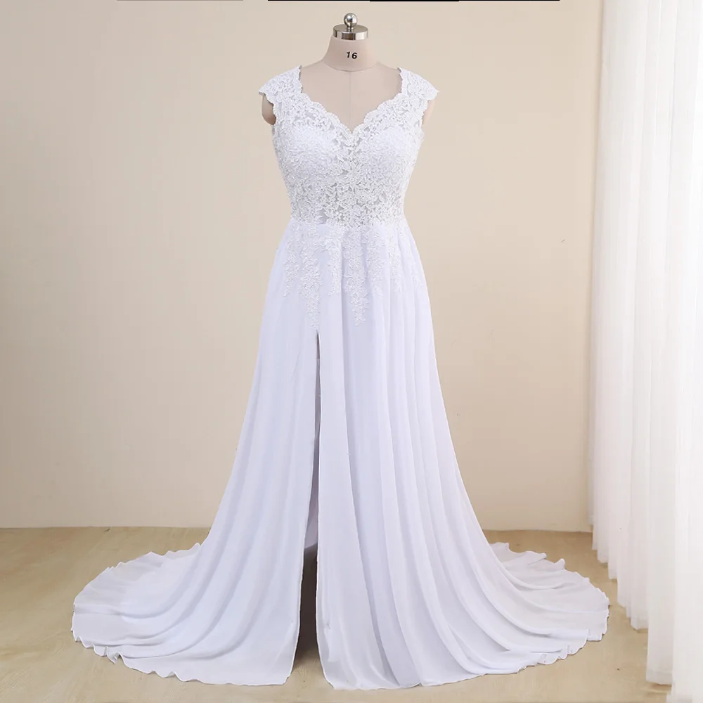 Robe De mariée en mousseline De soie, tenue De plage moderne, avec mancherons, coupe trapèze, 2021