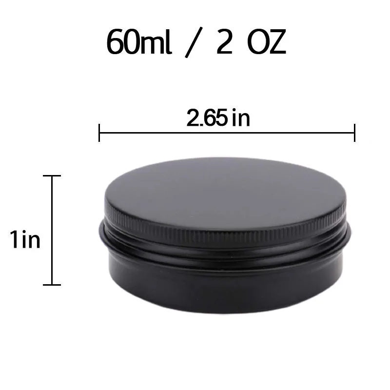 30pcs Matte Black Aluminum Round Tin Cans Box 60g/2OZ Empty Cosmetic Cream Jar Pot Case Screw Thread Lid Lip Balm Container