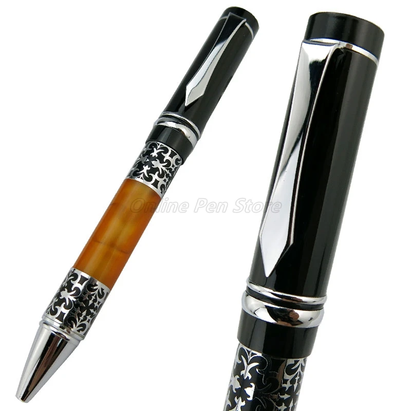 

Bookworm 675 Celluloid Barrel Silver Flower Pattern Ball Balllpoint Pen Office School Professional Writing Tool Accessory