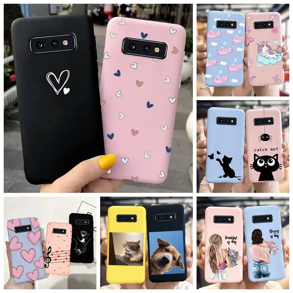 Case For Samsung Galaxy S10 Plus S10e S10+ Cover Simple Love Heart Soft TPU Back Protection Slim Case For GalaxyS10 S10Plus Capa