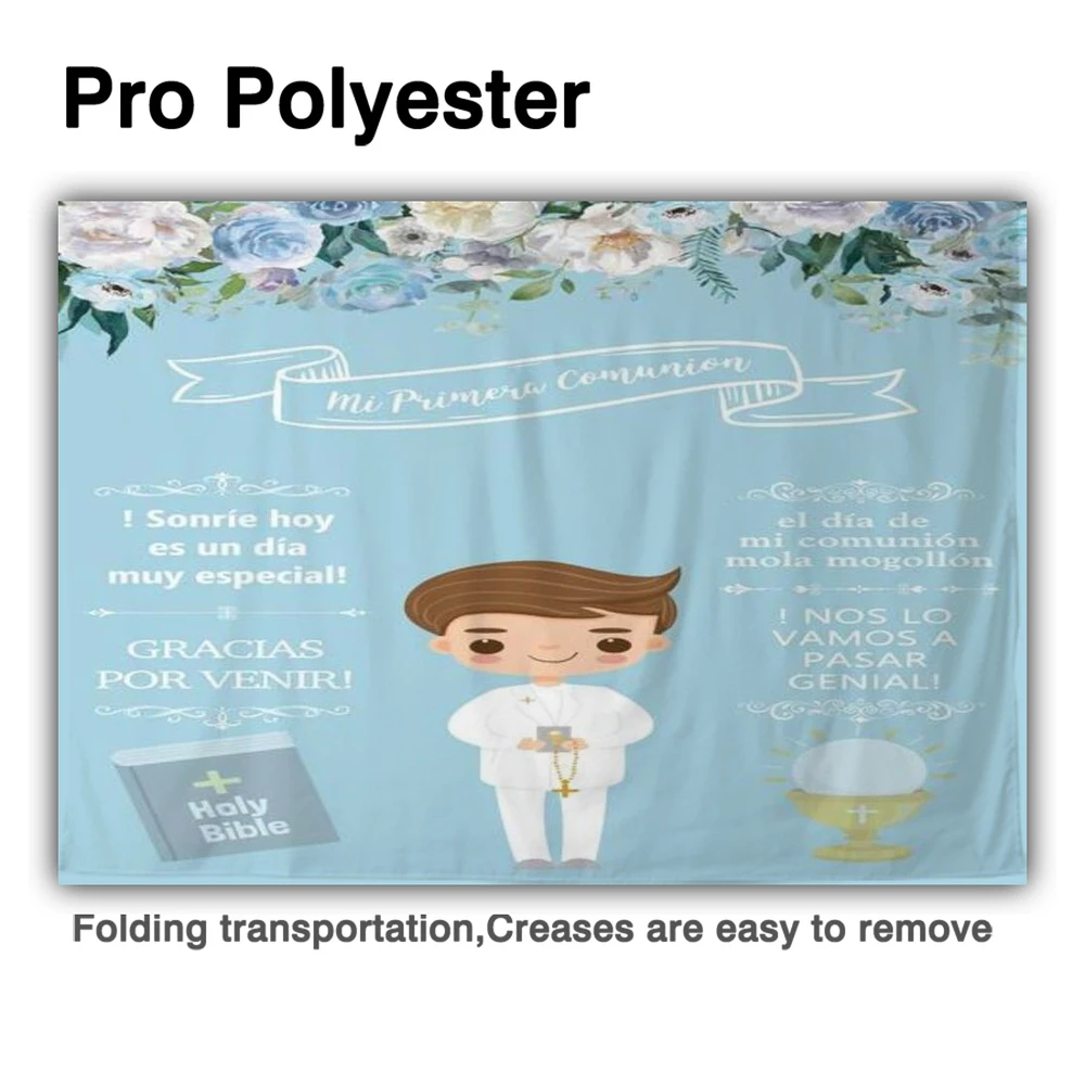 Allenjoy photophone pano de fundo primeiro comunhão festa luz azul menino flores fundo baptismo photocalln estúdio photozone decoração