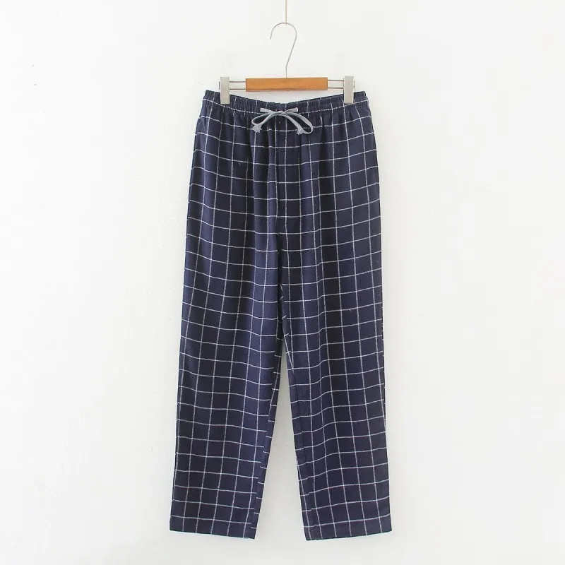 Spring Autumn Men 100% Cotton Sleep Bottoms Male Plus Size Lounge Nightwear Trousers Men Casual Loose Plaid Home Pants