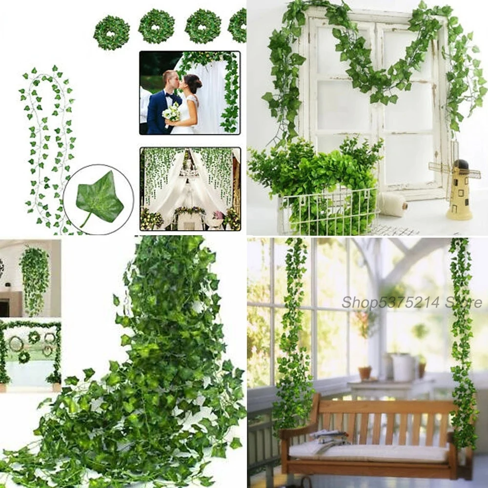 Leaf Vine Artificial Hanging Plants Liana Silk Fake Ivy Leaves for Wall Green Garland Decoration Home Decor Party Vines 230cm