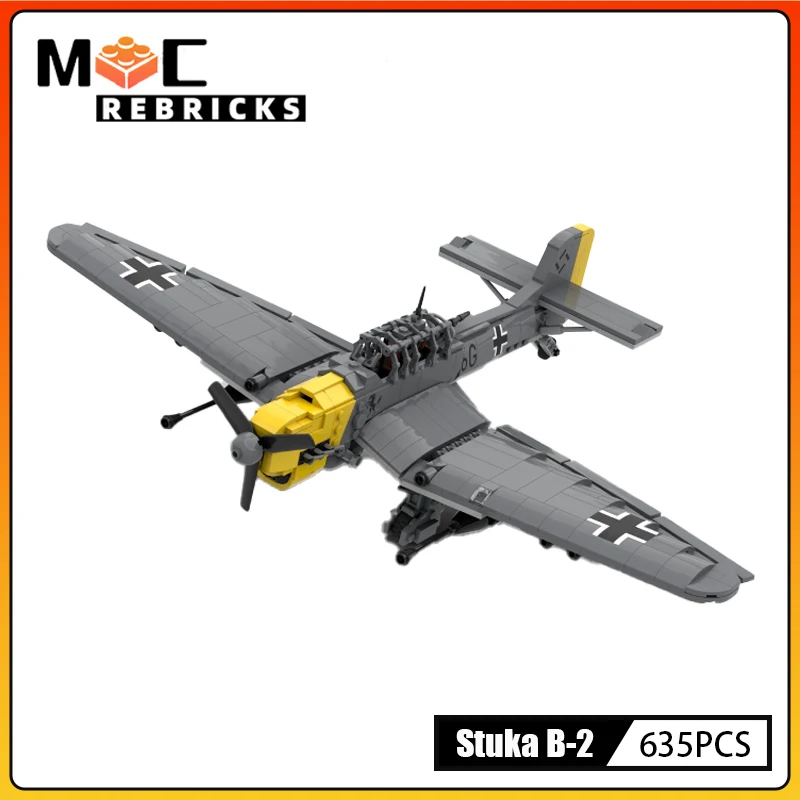 WWII Military Fighter Stuka B-2 MOC Blocks Air Force Fighter Assembled Building Block Toy Children\'s Gift Aircraft Suit Model