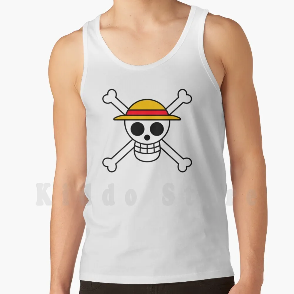 Hat Pirates Jolly Roger Tank Tops Vest Sleeveless Hat Pirates Anime Monkey D Luffy One