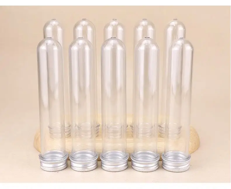 70ML Empty Plastic Candy Bottle PET Clear Test Tube with Screw Aluminium Cap for Milk Tea SN3575