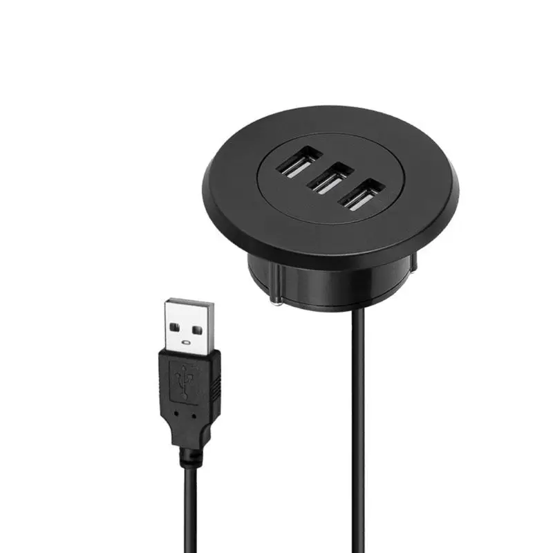 5 سنتيمتر جروميت حفرة في مكتب تصاعد 3 منافذ USB 2.0 Hub لأجهزة الكمبيوتر المحمول PC الكمبيوتر