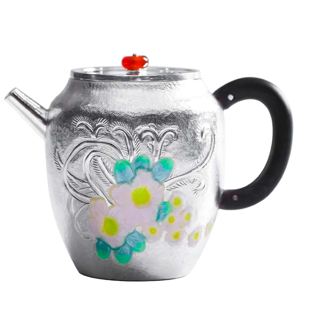 Joe teacher manual silver pot of sterling silver 999 kettle with tea teapot cloisonne enamel silver teapot