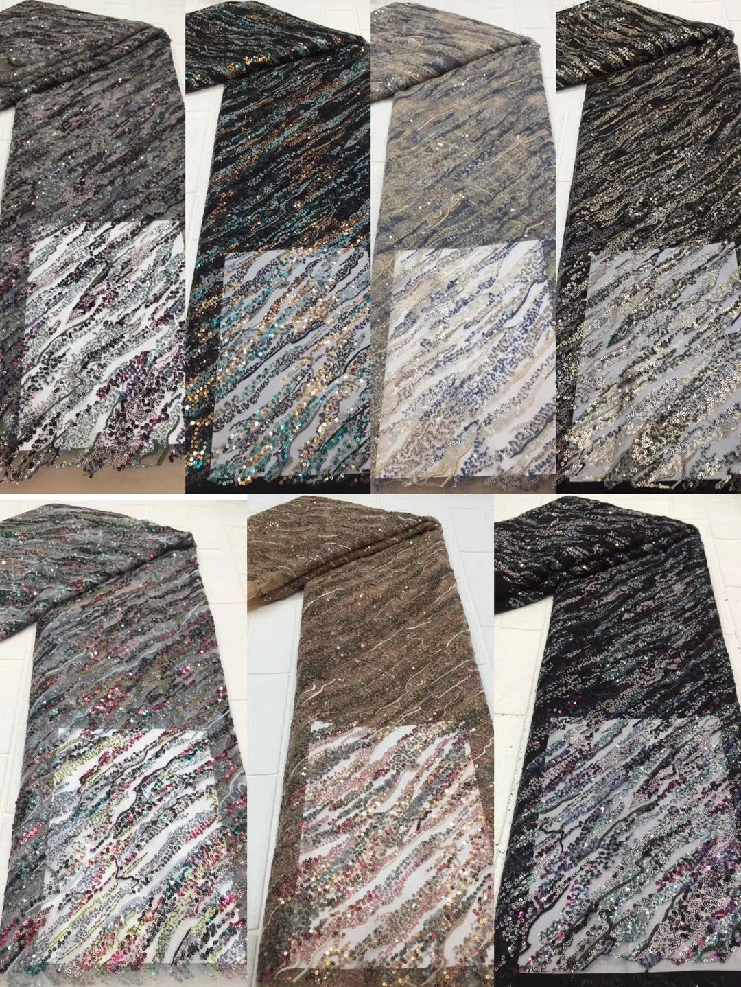 

5 Yard High Density Sequin Embroidery French Mesh Lace Nigeria Fabric African Sequin Fabric Evening Dress/Dress Skirt Design