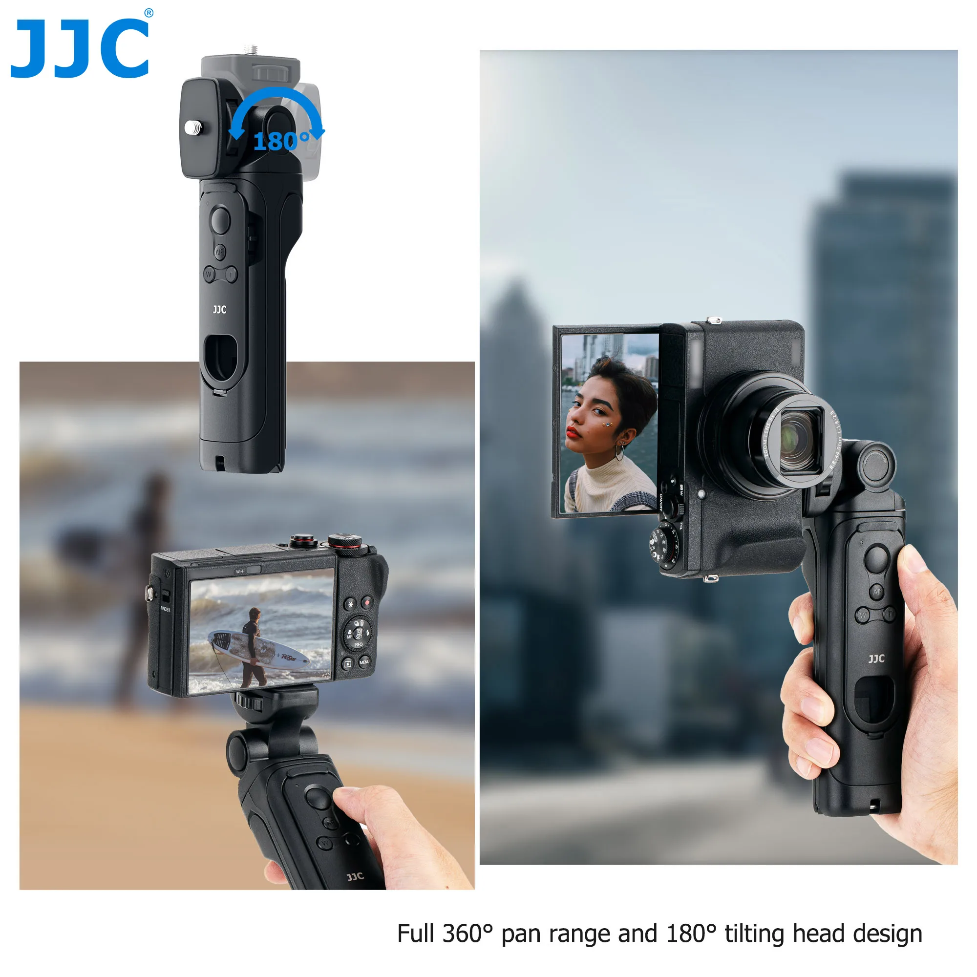 JJC Wireless Bluetooth Remote Control Shooting Grip Mini Tripod Replaces HG-100TBR For Canon PowerShot V10 EOS R100 R8 R50 R6 R7