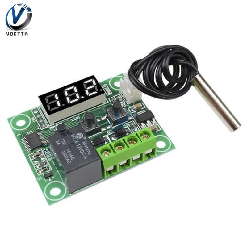 W1209 DC 12V LED Digital Thermostat Temperature Control Thermometer Controller Switch Module + NTC Sensor 4 Colors Available