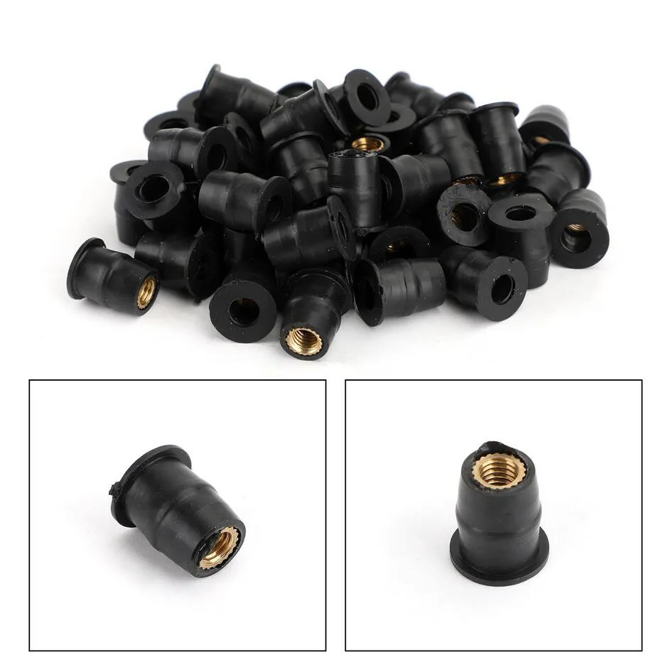 50pcs/Set M5 Bolts Motorcycle Metric Rubber 5MM Well Nuts Windscreen Fairing Cowl Universal Windshield Accessories Universal