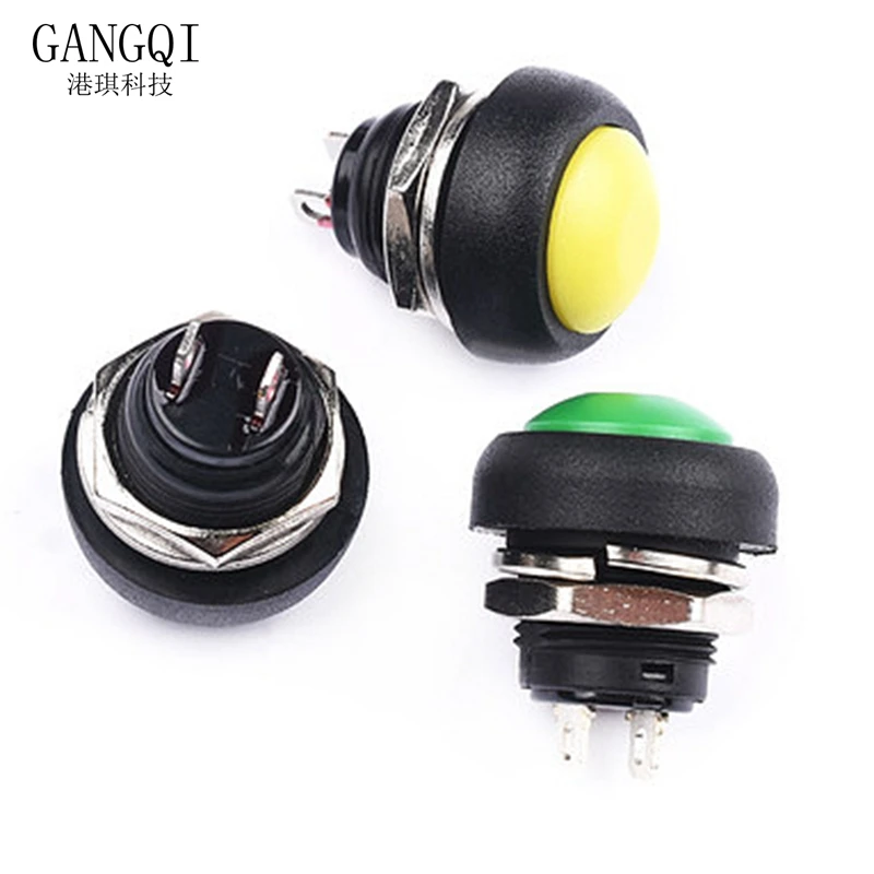 5Pcs PBS-33b 2Pin Mini Switch 12mm 12V 1A Waterproof momentary Push button Switch since the reset Non-locking