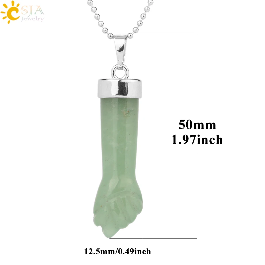 Natural Stone Pendants Necklaces Carved Fist Arm Amethysts White Crystal Pink Quartz Tiger Eye Lapis Aventurine Jewelry G291