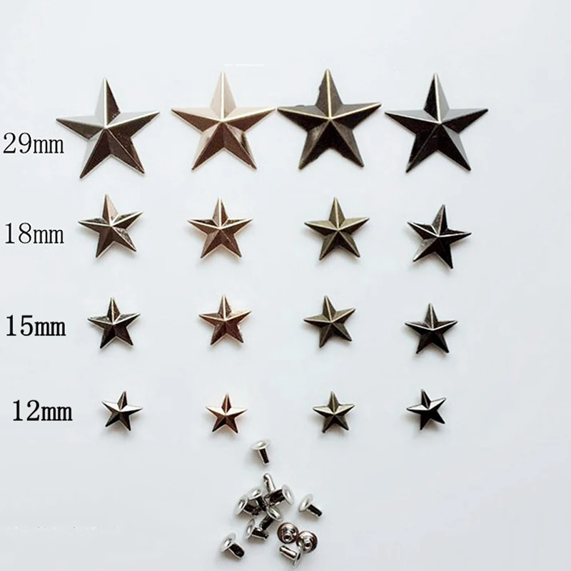 12/15/18/29mm Five Points Star Pentacle Rivets Cap Stud Wallet Belt Leather Craft Shoe Clothes Jeans Punk Jewelry Accessories