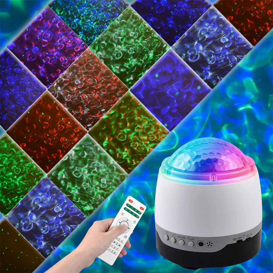 New Ocean Wave Projector Night Lamp Starry Nebula Projection Lamp LED Bluetooth Music Player USB Voice Control for Room Decor