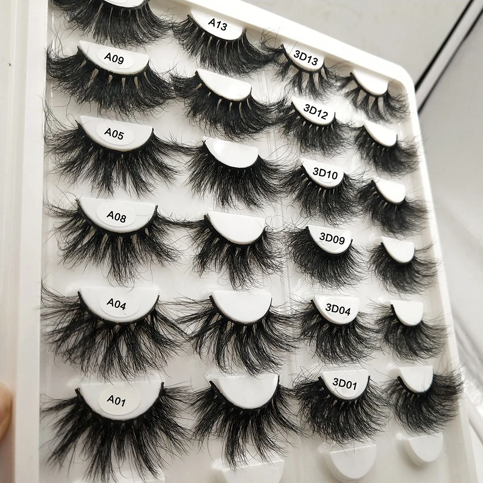 Mink Lashes 25mm Fluffy Messy 3d False Eyelashes Handmade Dramatic Long Natural Lashes 100% Mink Eyelashes Extension Makeup Tool