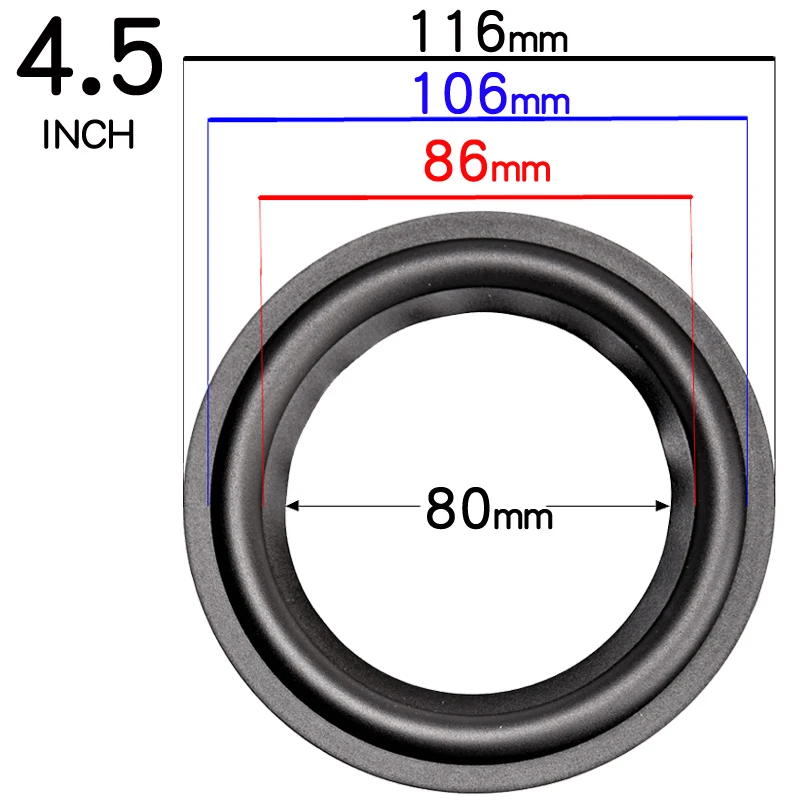 2 STUKS 4-12 inch woofer Luidspreker Reparatie Onderdelen Rubber surround rand Opvouwbare Ring Subwoofer (100 ~ 300mm) 4 5 6.5 7 8 10 12