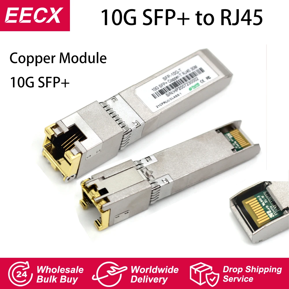 

10G SFP+ to RJ45 Copper Module 10gb SFP RJ45 Module SFP SFP+-T 10GBase-T 30M For Cisco Mikrotik Generic TP-link D-link Switch