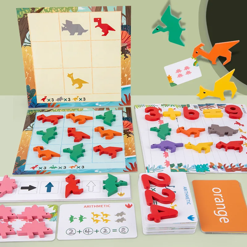 Children Dinosaur math game thinking enlightenment teaching aid number letter cognitive learning toy kids gifts