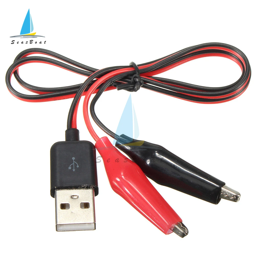 USB Alligator Clips Crocodile Wire Test Leads to USB Male Connector Power Supply Adapter Cable 58cm