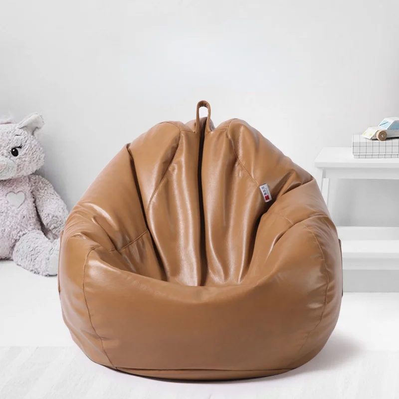 

80x90 Size Single Leather Lazy Bean Sofa Cover Creative Frameless Bean Bag Living Room Bedroom Office Bean Bag No Filler