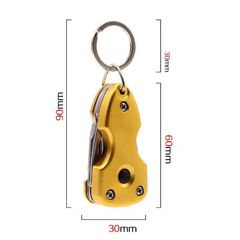 Five in one Outdoor multifunctional portable folding screwdriver creative gift key chain with LED light EDC tool