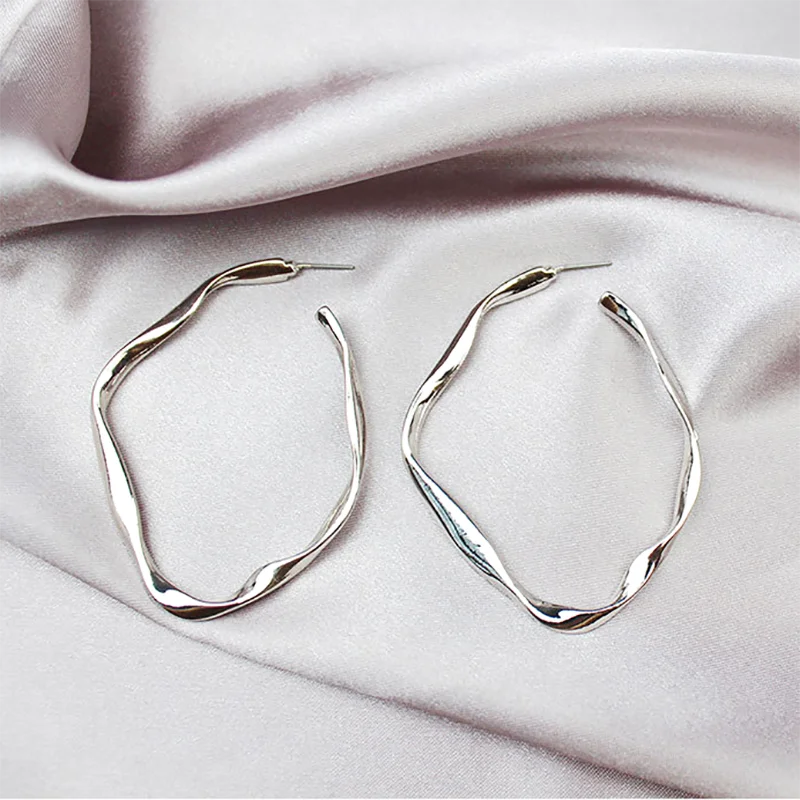 Carvejewl large vintage hoop earrings new Unique design gold plating color irregular exaggerated earring for women girl jewelry