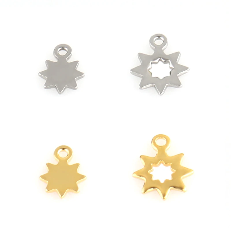 20 pcs/lot 6.4 * 4.9mm Stainless Steel Stamping Sun Star Charms Pendant For making DIY Jewelry Handmade Accessories ZU2