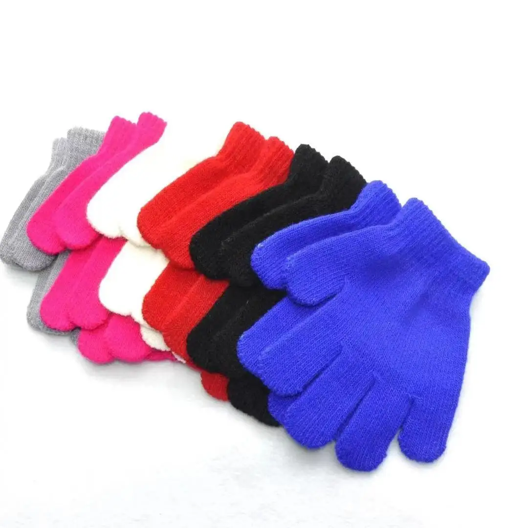 Baby Gloves Kids Winter Cold And Warm Gloves Toddler Children Knitted Cotton Gloves Solid Color Wholesale For 7-11 Years Old