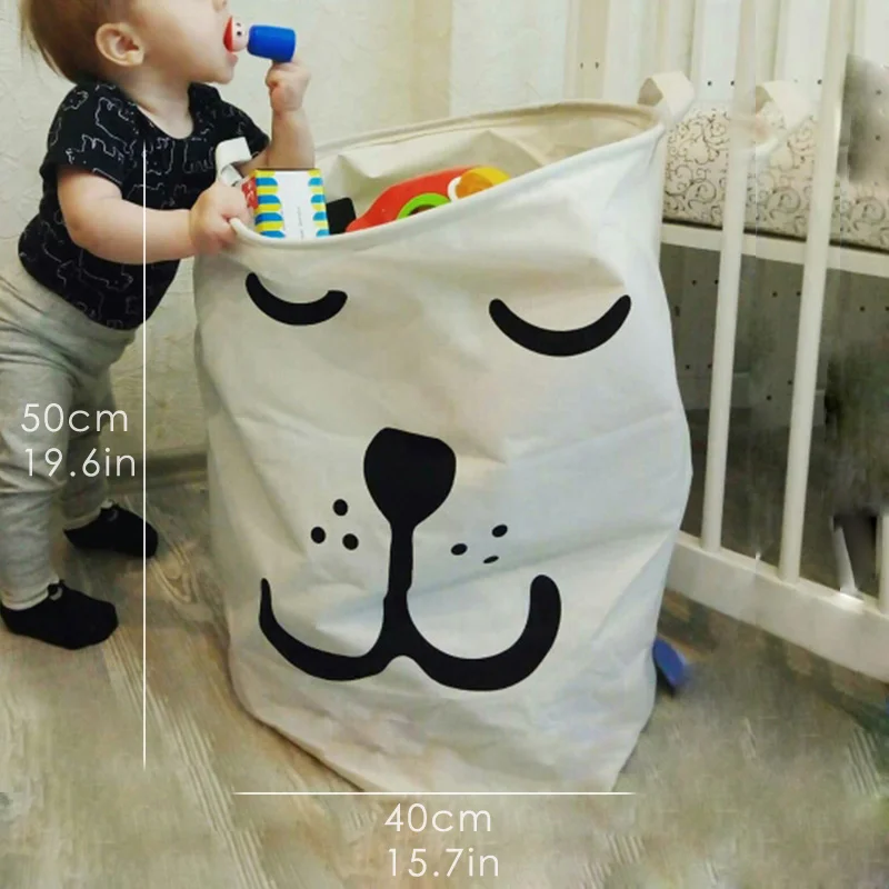 40*50 Sundries Storage Portable Laundry Basket    Large Box Cotton Linen Washing Clothes  Kids Toy Organizer