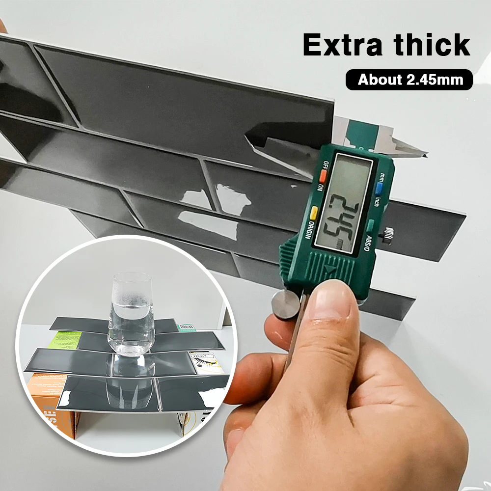 بلاط سميك مقاوم للماء باللون الرمادي والأزرق قابل للتقشير واللصق، بلاط مترو الانفاق ذاتي اللصق للمطبخ باكسبلاش #6