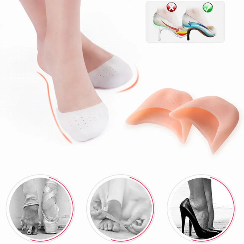 1Pair Silicone Gel Pointe Ballet Dance Shoe Toe Pads Toe Caps Toe Protector with Breathable Hole for Pointed Ballet Shoes