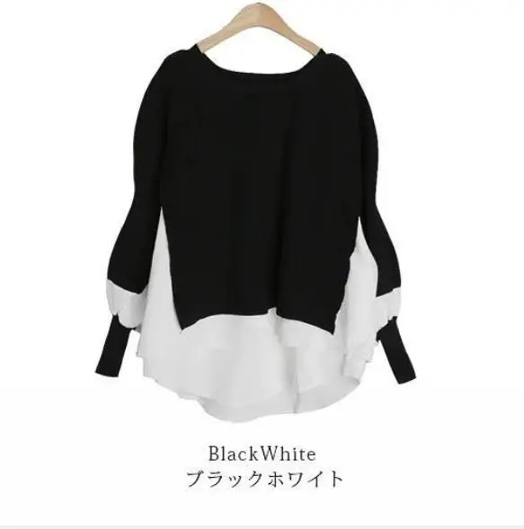 Autumn Winter Knitted Women Pullover Sweater Causal Patchwork Long Sleeve O-neck Pull Femme Korean Jumpers