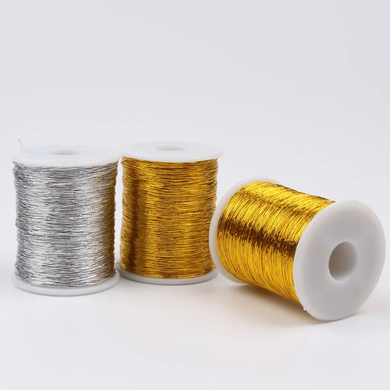 0.5mm 30Yards Gold Silver Embroidered Thread Bobbin DIY String Sewing Line Tools Handmade Crafts Accessories