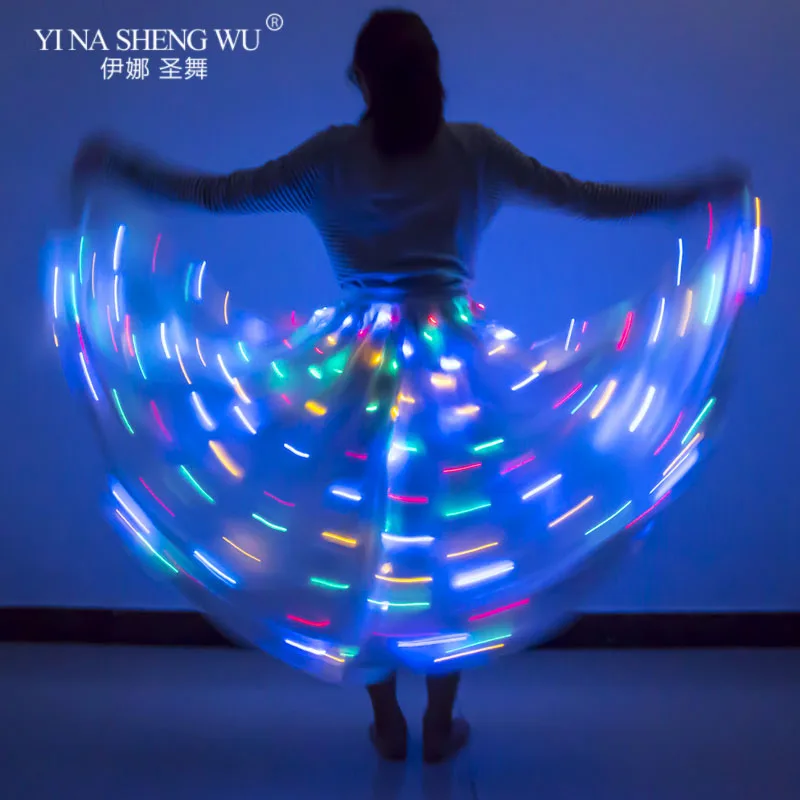 LED luminous Tulle Skirt Dance Christmas Party Colorful LED Tutu Skirt Sexy White Multicolor Long Skirt Bellydance LED Skirt New