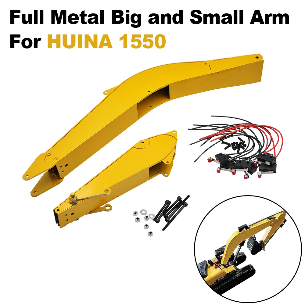 Upgrade Full Metal Big and Small Arm for HUINA 1550 1592 RC Crawler Car 2.4G 1:14 RC Excavator Metal Arm Part