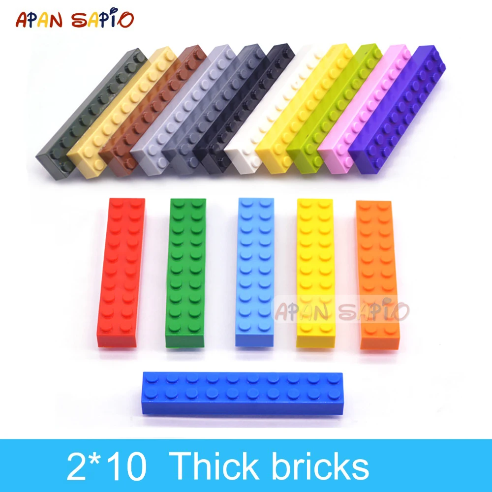 10pcs DIY Building Blocks Thick Bricks 2x10 Dots 16Color Educational Creative Compatible With Brand Plastic Toys for Children