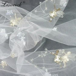 Reinforced net yarn fairy fairy sequin embroidery lace fabric DIY children's dress skirt ,by the yard