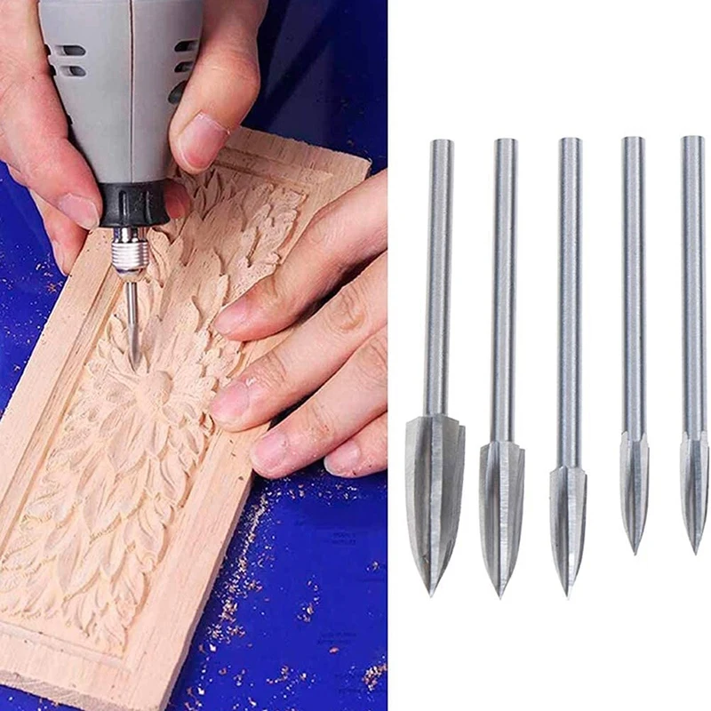 5PCS Wood Carving and Engraving Drill Accessories Bit Universal Fitment for Rotary Tools(5PCS)