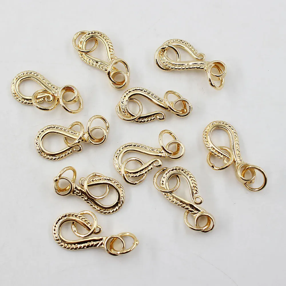 10 Pcs Labster Copper Question mark Yellow Gold Plated Clasps For Pearl Bracelets Necklaces Making DIY Craft Accessories