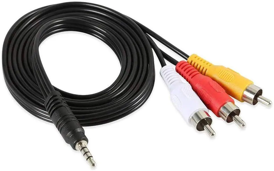 3.5mm do RCA AV kamera kabel wideo, 3.5mm mężczyzn do 3RCA wtyk męski Stereo Audio wideo przewód AUX dla smartfonów, MP3, tabletki