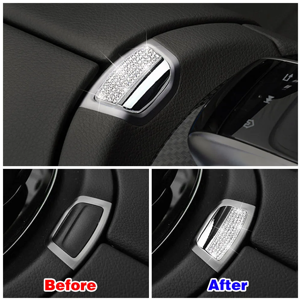 For Mercedes Benz E Class W213 2016-2019 Center Console Armrest Storage Box Switch Button Cover Trim Crystal Diamond Decal