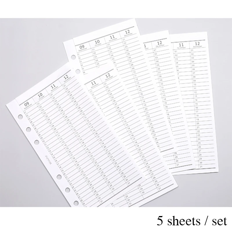 Einfache vertikale Jahresplan-Checkliste, A6-Planer, Einlage, Tagebuch, Nachfüllung, dreifach gefaltete Füllpapiere für 6-Loch-Ordner-Organizer – Detail 6