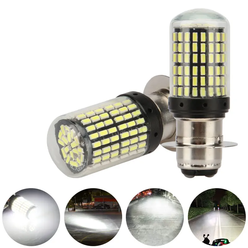 1PCS Motorcycle H4 LED P15D BA20D LED Motorcycle Headlight 144SMD Headlight Fog Lamp White Ice Blue Amber 12V Motorc Accessories